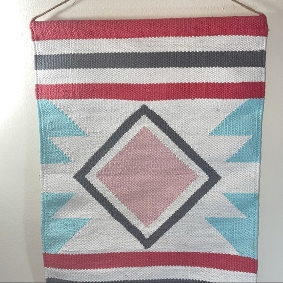 Woven Hanging Wall Décor Aztec Boho Color Tweed Rope Raw Loose Fringe Hem - Picture 3 of 4